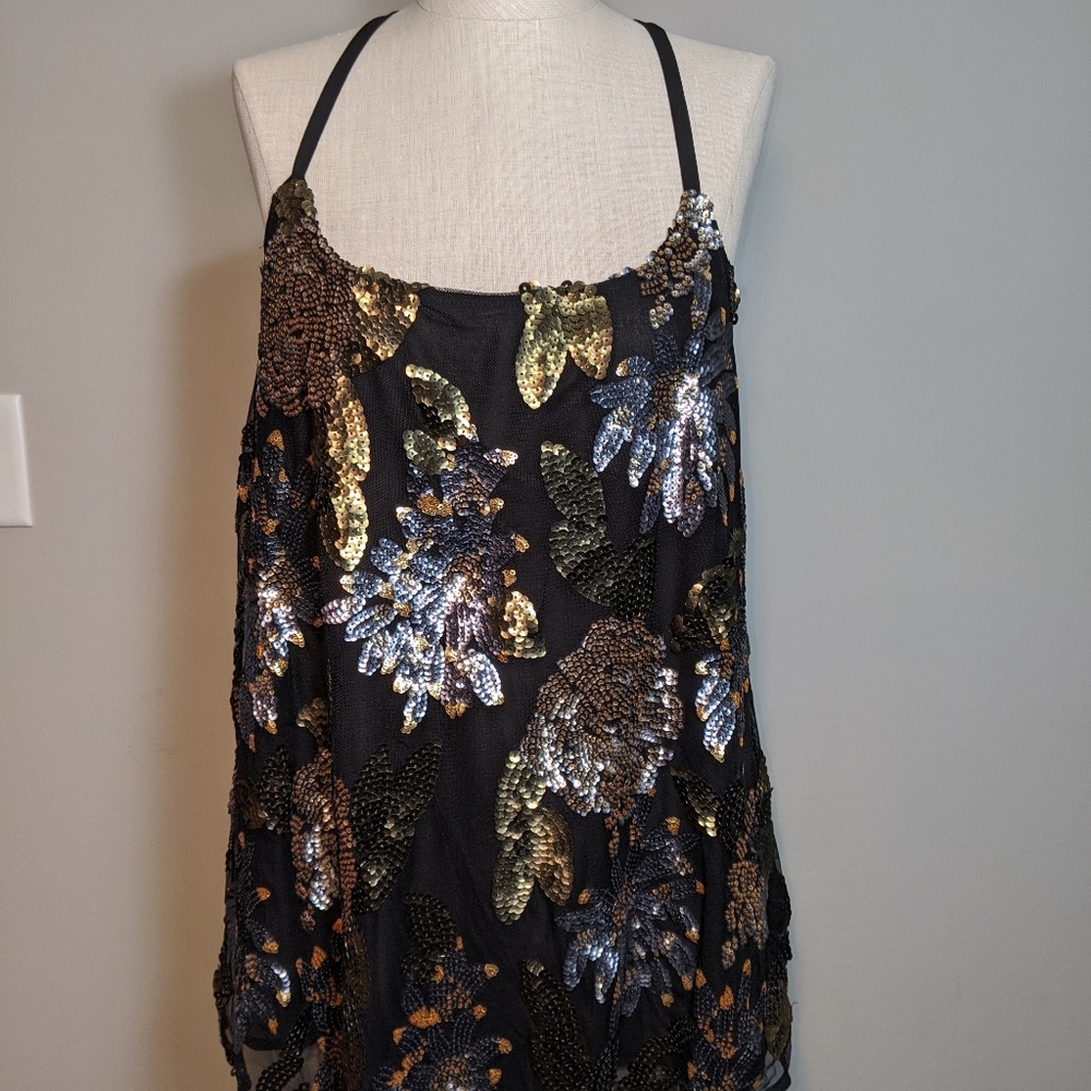 BB Dakota black and sequins spaghetti string top